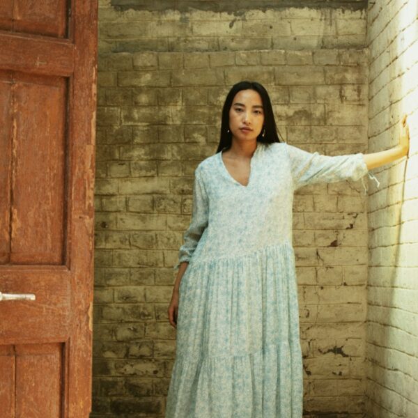 Women's Everyday Midi Dress in Sage Blue
